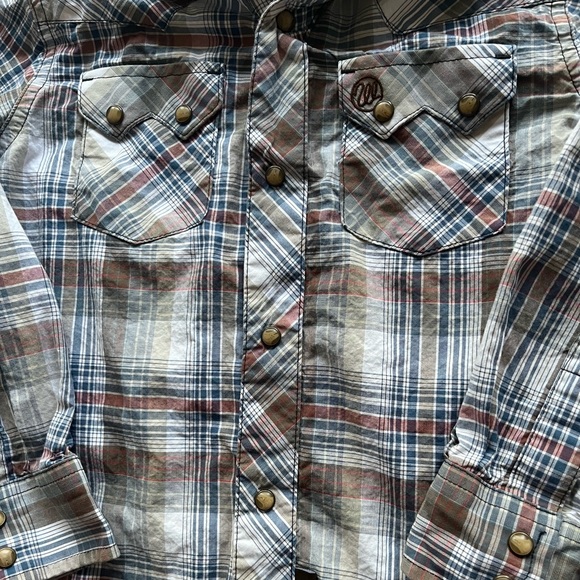 Wrangler retro boys plaid snap long sleeve western shirt - Picture 8 of 14